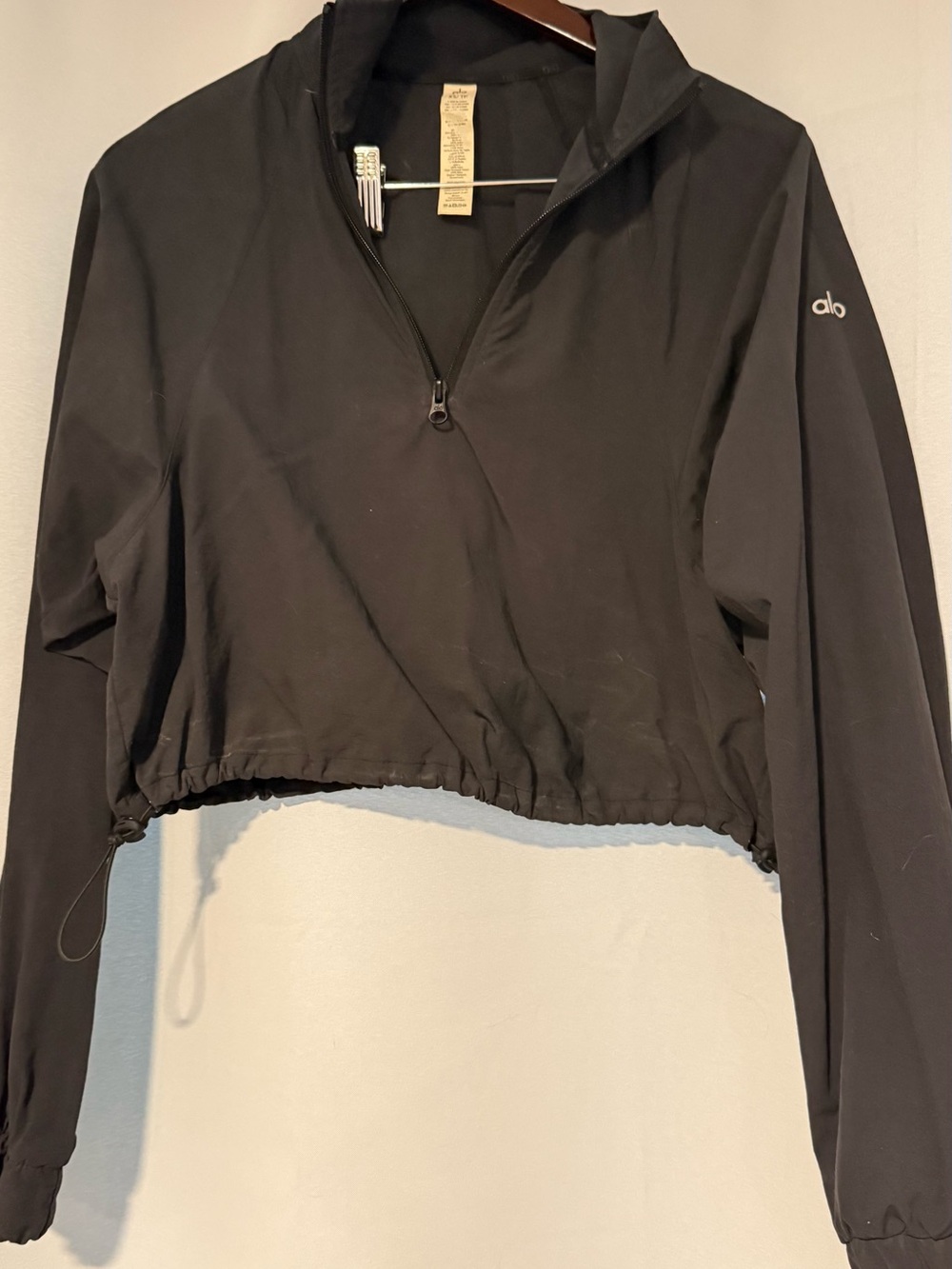 Alo cropped 1/4 zip alumni pullover jacket XS